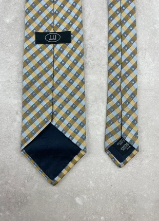 Noeud de Cravate Dunhill 100% Soie Made in England Bleu à Motif Quadrillage Jaune, brand: Dunhill, condizioni: Ottime, €10.00, €11.20 include la Protezione acquisti