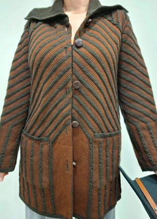 Gilet/Veste Longue Vintage Maille Texturée - Motifs Chevron Marron et Noir - Taille 40, marque: Vintage Dressing, état: Très bon état, taille: L / 40 / 12, 42,00 €, 44,80 € Protection acheteurs incluse