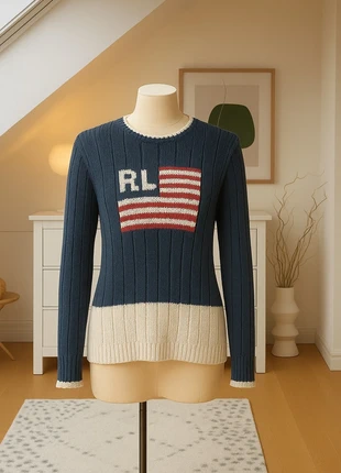 pull Lauren Ralph Lauren bleu marine avec drapeau américain, taille M, marca: Ralph Lauren, estado: Muito bom, tamanho: M / 38 / 10, €40.00, €42.70 inclui Proteção do Comprador