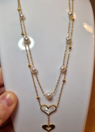 Collier double perles et pendentif, marca: Fantaisie, estado: Nuevo con etiquetas, 7,00 €, 8,05 € Protección al comprador incluida