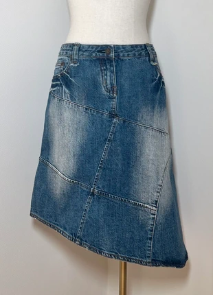 Jupe en jean asymétrique bleu brut vintage patchwork, brand: Vintage Dressing, condition: Very good, size: L / 40 / 12, €27.00, €29.05 includes Buyer Protection