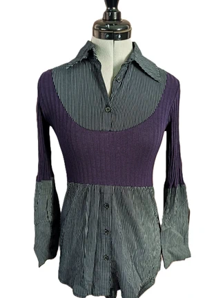 Top longsleeve vintage Y2K cintré moulant effet supeprosition, marca: Vintage Dressing, estado: Novo sem etiquetas, tamanho: S / 36 / 8, €30.00, €32.20 inclui Proteção do Comprador Pro