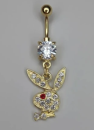 Piercing nombril pendant lapin playboy strass diamant acier doré y2k glamour, brand: Playboy, condition: New with tags, €7.87, €8.96 includes Buyer Protection Pro