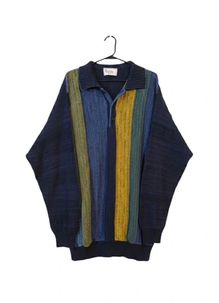 Pull Half Zip vintage old money Allison Wingate T. XL/56 Bleu Rayé Jaune Sportswear, brand: Allison Wingate, condition: Very good, size: XL, €15.00, €16.45 includes Buyer Protection