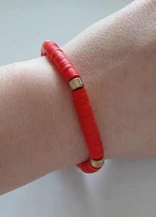 Bracelet perles heishi rouges – élastique, chic, brand: Bohm, condition: Very good, €1.00, €1.75 includes Buyer Protection Pro