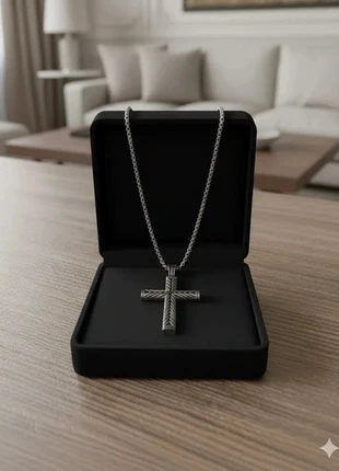 Collier Chaine Pendentif croix acier inoxydable argenté – unisexe, style goth/rock, brand: Croix, condition: Very good, €7.97, €9.07 includes Buyer Protection