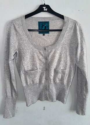 Y2K Sparkle Cropped Cardigan Grey Silver Ribbed Knit Jasper J Conran Size 10, brand: Jasper Conran, condition: Very good, size: M / 10, £5.00, £5.95 includes Buyer Protection