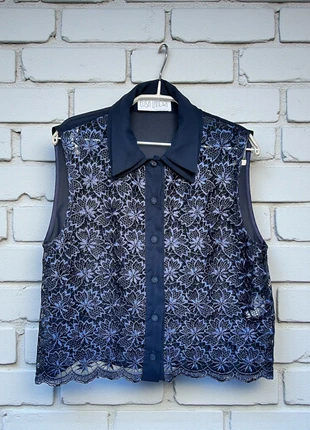Vintage Gilet Maat M Donkerblauw Mesh Kant Brigitte, merk: Vintage, staat: Heel goed, maat: M / 38 / 10, € 15,00, € 16,45 inclusief Kopersbescherming Pro