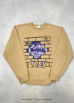 Pull Obey Beige imprimé coupe Large Crew Neck Oversize Sweatshirt - Taille S #1390, marke: Obey, zustand: Sehr gut, größe: S, 49,00 €, 52,15 € beinhaltet Vinted-Käuferschutz Pro