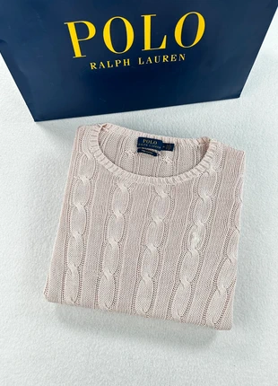 Pull sweat torsadé col rond Ralph Lauren rose pale clair logo blanc brodé M femme old money, brand: Ralph Lauren, condition: Very good, size: M / 38 / 10, €55.00, €58.45 includes Buyer Protection