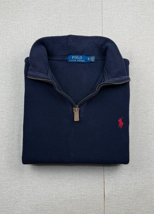 Half zip 1/4 zip pull camionneur Ralph Lauren bleu marine logo rouge / Taille XL, merk: Ralph Lauren, staat: Heel goed, maat: XL, € 55,00, € 58,45 inclusief Kopersbescherming Pro