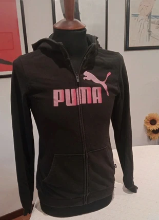 Puma - Felpa  con cappuccio nera ragazzo 15/16 anni logo rosa zip intera, marque: Puma, état: Bon état, taille: 15 ans / 170 cm, 5,00 €, 5,95 € Protection acheteurs incluse