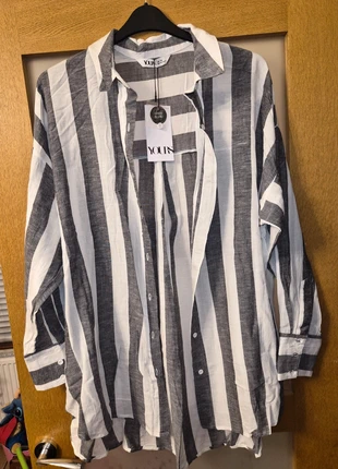Grey & White Striped Shirt, brand: Yours Clothing, condition: New with tags, size: L / UK 16-18, £5.00, £5.95 includes Buyer Protection