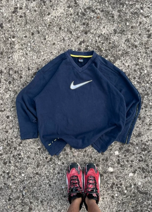 00s Nike Swoosh V-Neck Sweatshirt Navy Blue Y2K Boxy Fit Vintage Sportswear 90s street chunky, marca: JNCO, estado: Muy bueno, tamaño: M, 34,00 €, 36,40 € Protección al comprador incluida