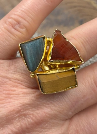 Superbe bague cabochon multi pierres., état: Très bon état, taille: Ajustable, 15,00 €, 16,45 € Protection acheteurs (Pro) incluse