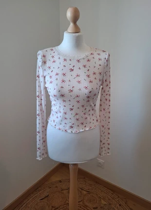 Top blanc fleuri transparent Shein taille S 36, marke: Shein, zustand: Sehr gut, größe: S / 36 / 8, 5,00 €, 5,95 € beinhaltet Vinted-Käuferschutz Pro