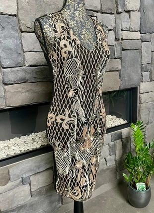 Robe brillante glamour noire et dorée années folles 20s 30s In Vogue S, marque: In Vogue, état: Neuf avec étiquette, taille: S / 36 / 8, 18,00 €, 19,60 € Protection acheteurs incluse