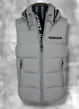 ICON Men L Grey Puffer Vest Jacket / Chaleco Acolchado Hombre L Gris, marque: ICON2, état: Neuf avec étiquette, taille: L, 45,00 €, 47,95 € Protection acheteurs incluse