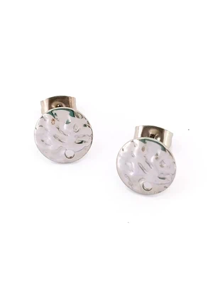Lot clous d'oreilles ronds martelés acier inox argenté 201 10 mm x5 paires - SBOPU-4, estado: Novo com etiquetas, €3.50, €4.38 inclui Proteção do Comprador Pro