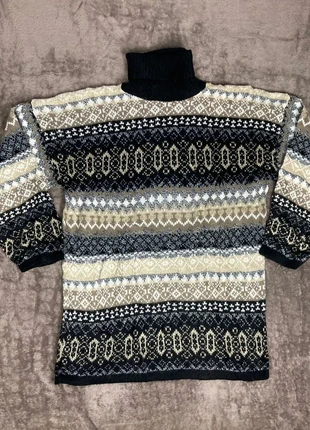 Pull à col roulé Beige et Noir à motifs Ethnic Vintage, marque: Vintage Dressing, état: Bon état, taille: L / 40 / 12, 9,00 €, 10,15 € Protection acheteurs (Pro) incluse
