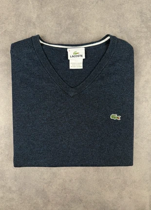 Pull col V manches longues Lacoste Homme / Bleu marine logo brodé / Taille XL, brand: Lacoste, condition: Very good, size: XL, €35.00, €37.45 includes Buyer Protection