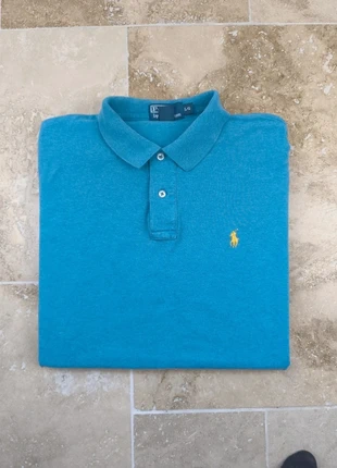 Magnifique Polo Ralph Lauren homme L bleu chiné logo jaune pima coton excellent état, marca: Ralph Lauren, estado: Muito bom, tamanho: L, €24.99, €26.94 inclui Proteção do Comprador Pro
