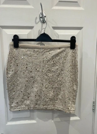Gorgeous Festive Mini Sequin Cream Party Skirt H&M Size Small, brand: H&M, condition: Very good, size: S / 8, £5.75, £6.74 includes Buyer Protection