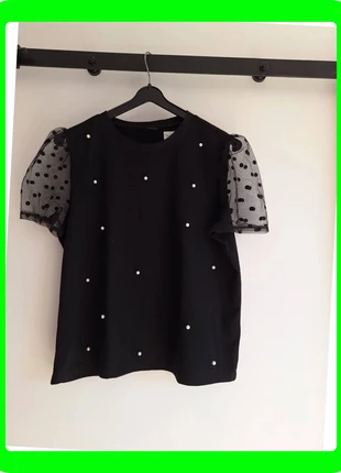 332. T-shirt noir perles manches dentelle Shein T40, marque: Shein, état: Très bon état, taille: L / 40 / 12, 4,00 €, 4,90 € Protection acheteurs (Pro) incluse