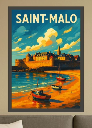 Affiche illustration « Saint-Malo », état: Neuf sans étiquette, 6,00 €, 7,00 € Protection acheteurs (Pro) incluse