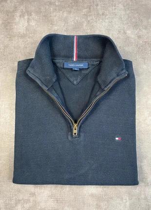 Pull Tommy Hilfiger Half Zip 1/4 Zip Col Camionneur | Noir/Bleu Marine Logo Brodé | Taille XL Homme, brand: Tommy Hilfiger, condition: Very good, size: XL, €35.00, €37.45 includes Buyer Protection