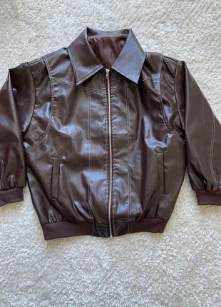 Veste en cuir marron, marca: Vintage Dressing, estado: Muito bom, tamanho: S / 36 / 8, €60.00, €63.70 inclui Proteção do Comprador