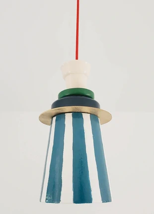 Suspension, applique lumineuse rayures bleues type scandinave, marque: Atelier Héron Lumineux, état: Très bon état, 45,00 €, 47,95 € Protection acheteurs incluse