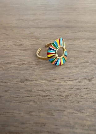 Bague ajustable dorée à motifs multicolores 🌈, condition: New without tags, size: Adjustable, €9.50, €10.68 includes Buyer Protection