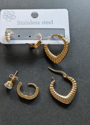 Lot de 3 paires de boucles d'oreilles en acier inoxydable, brand: Tendance, condition: Very good, €9.00, €10.15 includes Buyer Protection