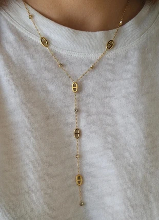 Collier sautoir tendance acier inoxydable doré ajustable, marca: Boutique Parisienne, estado: Muito bom, €11.50, €12.78 inclui Proteção do Comprador Pro