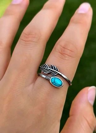 Anillo Pluma Turquesa / Bague plume turquoise Boho, marca: Local, estado: Nuevo sin etiquetas, tamaño: Ajustable, 4,90 €, 5,85 € Protección al comprador Pro incluida
