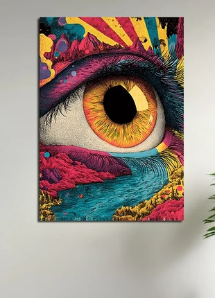 Cadre métallique 30×42 cm - Fixation magnétique - oeil multicolore, brand: CM, condition: Very good, €30.80, €33.04 includes Buyer Protection Pro