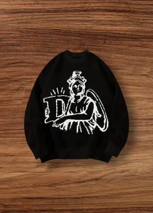 Pull Vintage Y2K Motifs Statut David Noir Taille Xl - Américain Old School USA 90s Streetwear, brand: Aesthetic, condition: Very good, size: XL, €49.90, €53.10 includes Buyer Protection