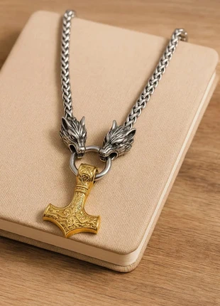 Collier viking homme acier inoxydable pendentif marteau de Thor doré ethnique nordique(cou 007), brand: chaine + croix, condition: New with tags, €9.97, €11.17 includes Buyer Protection Pro