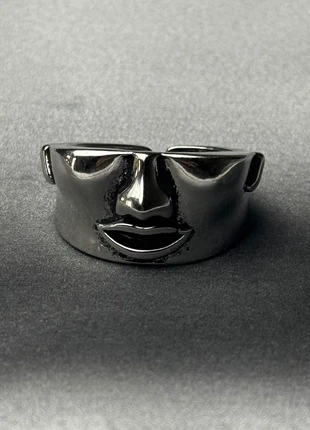 Bague visage abstrait en acier inoxydable, brand: CHROME, condition: New without tags, size: Adjustable, €10.00, €11.20 includes Buyer Protection Pro