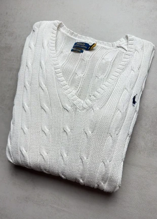 Pull torsadé en maille col V Ralph Lauren blanc en coton taille femme xl A308, marque: Ralph Lauren, état: Très bon état, taille: XL / 42 / 14, 49,00 €, 52,15 € Protection acheteurs incluse
