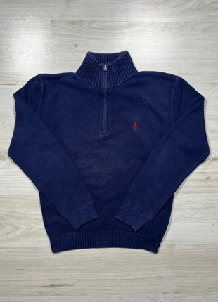 Half Zip Ralph Lauren bleu marine / Pull 1/4 zip col montant logo brodé rouge 100% coton - M homme, marca: Ralph Lauren, estado: Muito bom, tamanho: M, €42.00, €44.80 inclui Proteção do Comprador