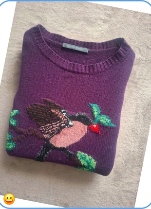 Pull Alberta Ferretti violet en laine – motif oiseau brodé – taille M, marca: Alberta Ferretti, estado: Muito bom, tamanho: M / 38 / 10, €64.90, €68.85 inclui Proteção do Comprador