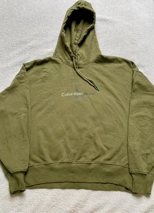 Hoodie Calvin Klein Jeans kaki - taille S – logo minimal – unisexe, brand: Calvin Klein, condition: Very good, size: S, €11.00, €12.25 includes Buyer Protection