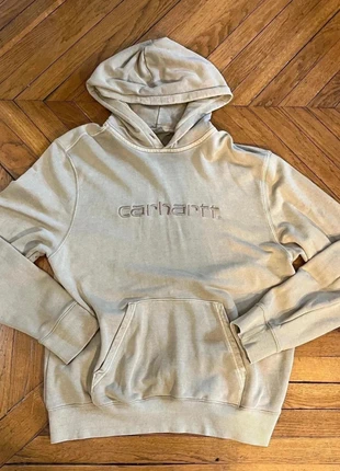 Sweat a capuche beige Carhartt avec logo brodé, marque: Carhartt, état: Bon état, taille: L, 33,99 €, 36,39 € Protection acheteurs incluse