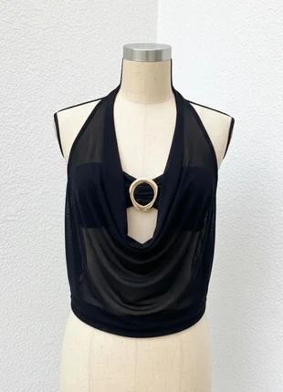 Top dos nu noir avec anneau et effet drapé, marke: Nova, zustand: Sehr gut, größe: M / 38 / 10, 23,90 €, 25,80 € inklusive Vinted-Käuferschutz