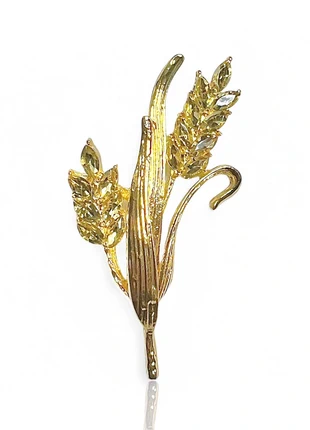 Broche dorée épis de blé à strass et feuille, condizioni: Ottime, €12.00, €13.30 include la Protezione acquisti Pro