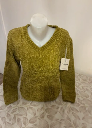 Pull d’hiver col V vert, marque: Fashion Style, état: Neuf avec étiquette, taille: XL / 42 / 14, 11,00 €, 12,25 € Protection acheteurs incluse