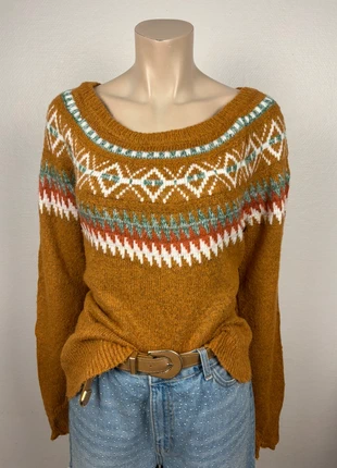 Vintage mustard Icelandic pattern knit sweater in soft warm fabric L boho winter cozy style, marca: Vintage Dressing, estado: Muito bom, tamanho: L / 40 / 12, €19.90, €21.60 inclui Proteção do Comprador