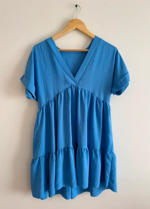 Robe bleue fluide à volants Shein taille S, marque: Shein, état: Très bon état, taille: S / 36 / 8, 6,00 €, 7,00 € Protection acheteurs incluse